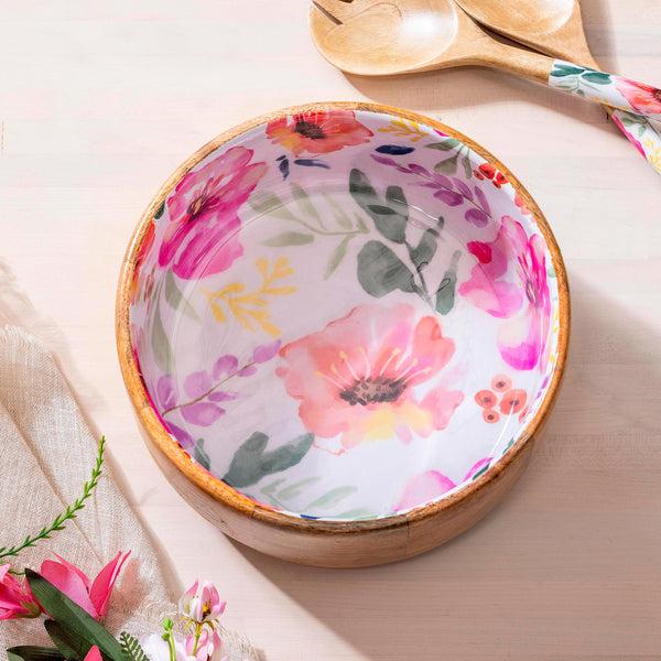 plow & hearth Pastels of Nature Wood Bowl 9.75"L