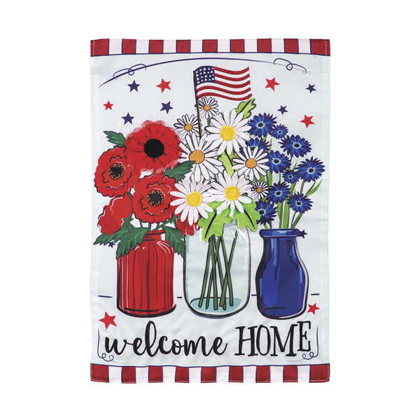 Plow & Hearth Patriotic Floral Applique Garden Flag