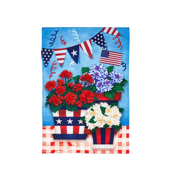 plow & hearth Patriotic Flower Pot Garden Linen Flag