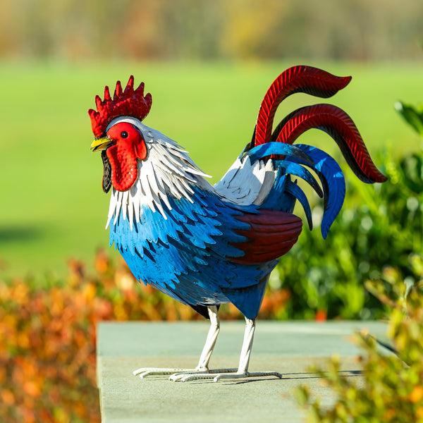 Plow & Hearth Patriotic Rooster Metal Garden Statue