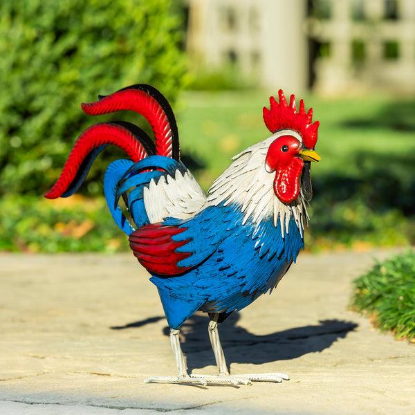 Plow & Hearth Patriotic Rooster Metal Garden Statue