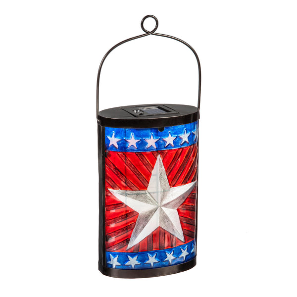 plow & hearth Patriotic Star Flag Solar Lantern