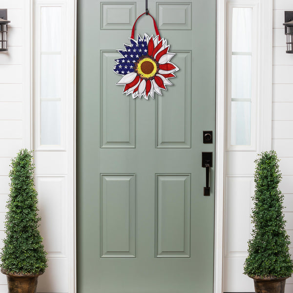 plow & hearth Patriotic Sunflower Door Decor