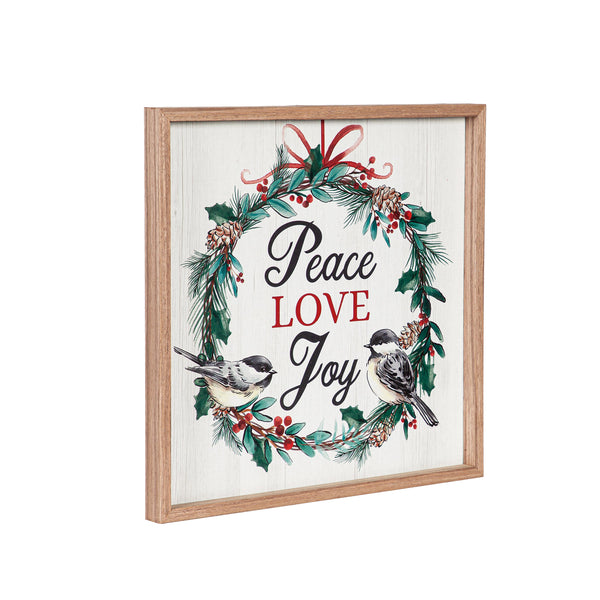 Plow & Hearth “Peace Love Joy” Framed Wall Art