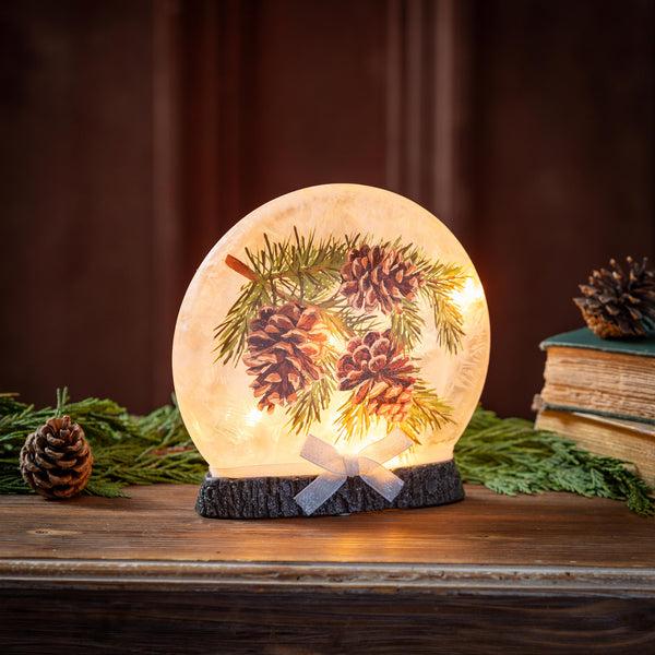 plow & hearth Peaceful Pines LED Tabletop Disc Light