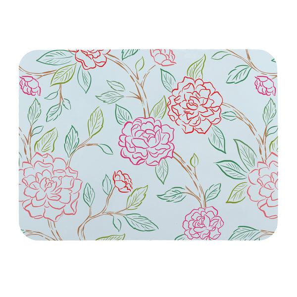 Plow & Hearth Peony Toile Drying Mat Line Art 20"x15"