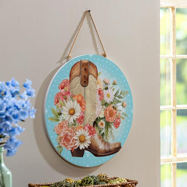 plow & hearth Petal & Plow Floral Boots 18" Door Décor
