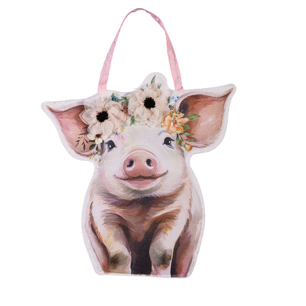 Plow & Hearth Petal & Plow Floral Pig Door Decor
