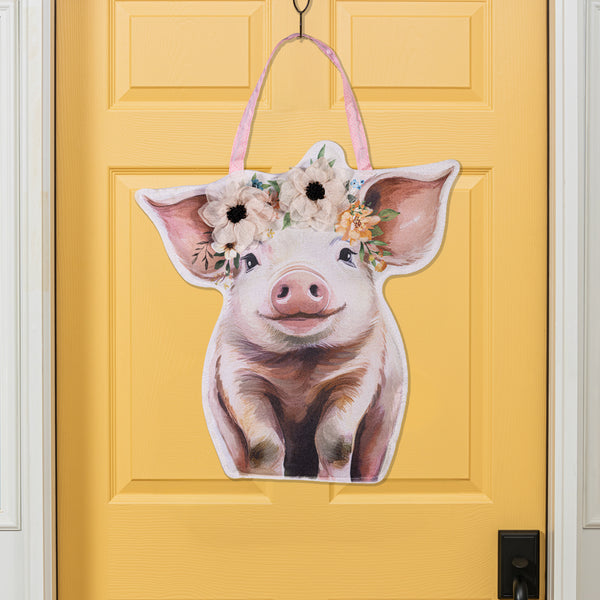 plow & hearth Petal & Plow Floral Pig Door Decor
