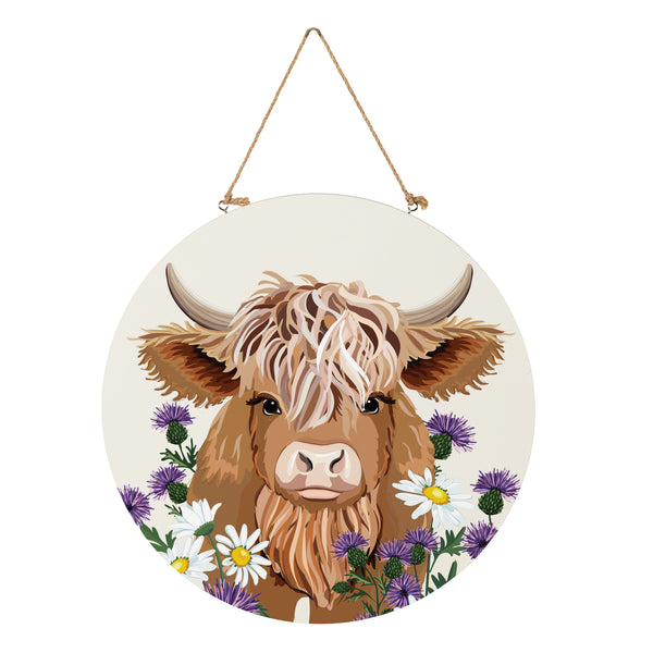 Plow & Hearth Petal & Plow Highland Cow 18" Door Décor