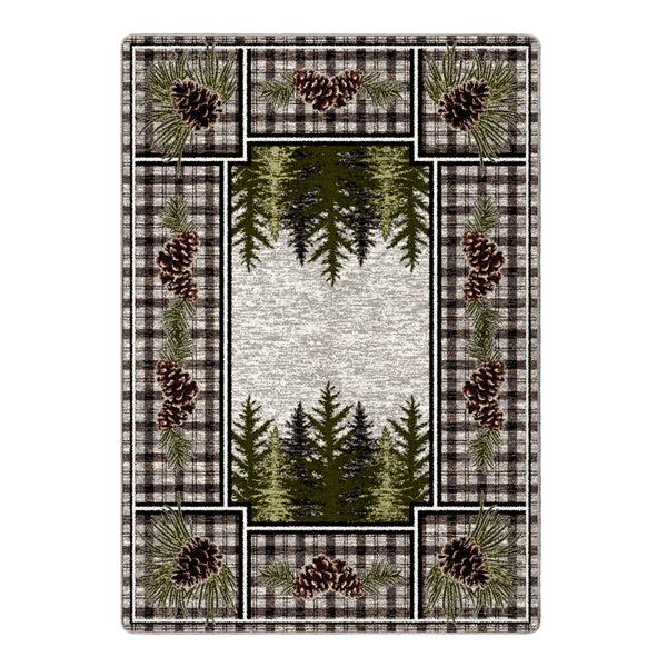 Plow & Hearth Pine Cone Valley Plaid Rug 4' X 5'