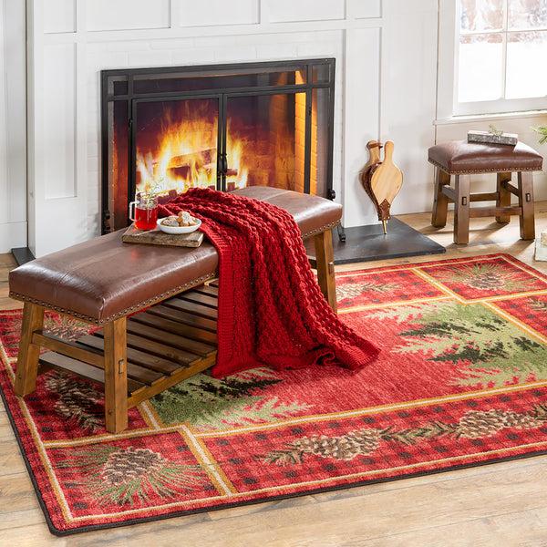 Plow & Hearth Pine Cone Valley Plaid Rug 5'4" X 7'8"