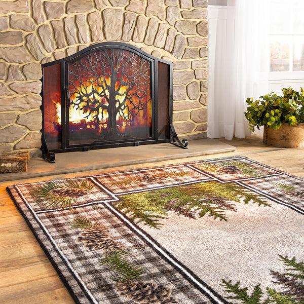 plow & hearth Pine Cone Valley Plaid Rug 5'4" x 7'8"
