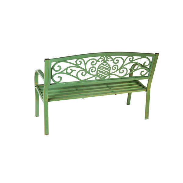Plow & Hearth Pineapple Metal Garden Bench - Verdigris