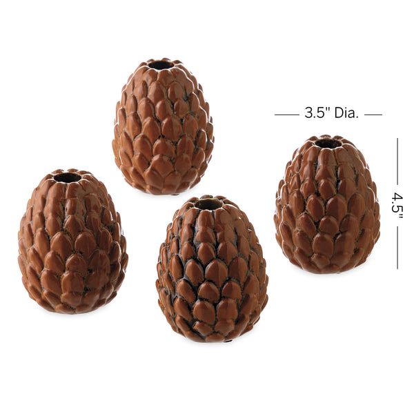 Plow & Hearth Pinecone Candle Holder Set Of 4