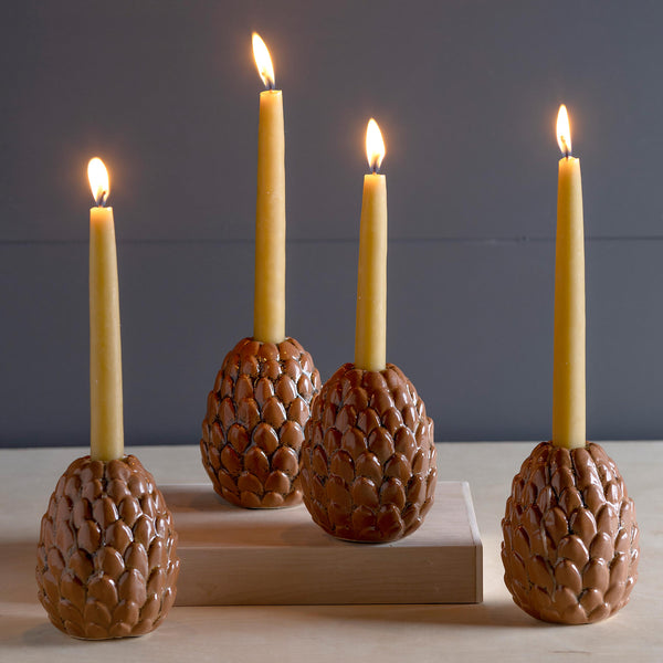 Plow & Hearth Pinecone Candle Holder Set Of 4