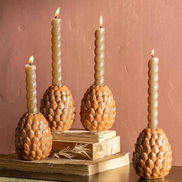 plow & hearth Pinecone Candle Holder Set of 4