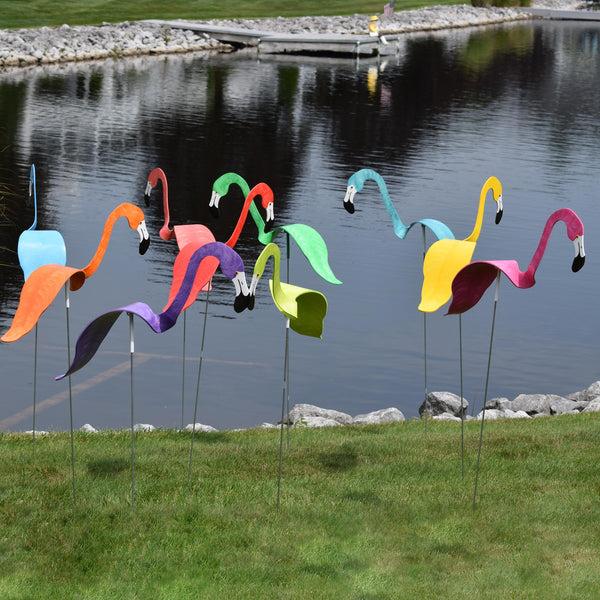 Plow & Hearth Pink Dancing Flamingo Sculpture