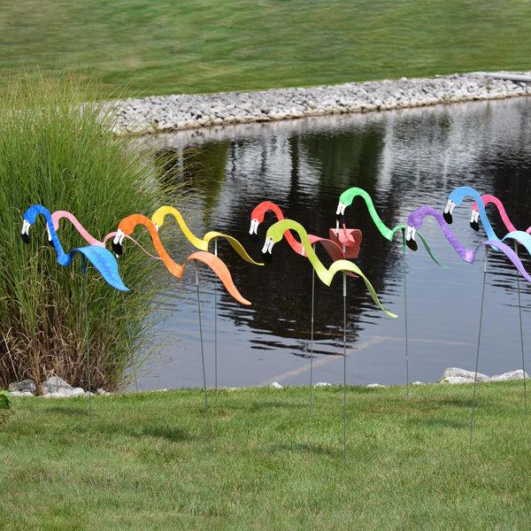 Plow & Hearth Pink Dancing Flamingo Sculpture
