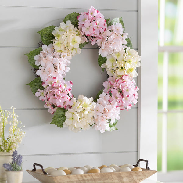 plow & hearth Pink Hydrangea Wreath
