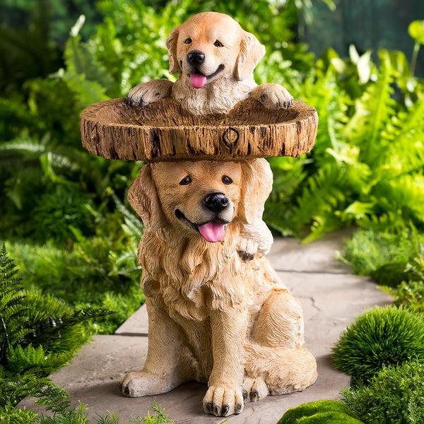 plow & hearth Playful Puppies Birdbath