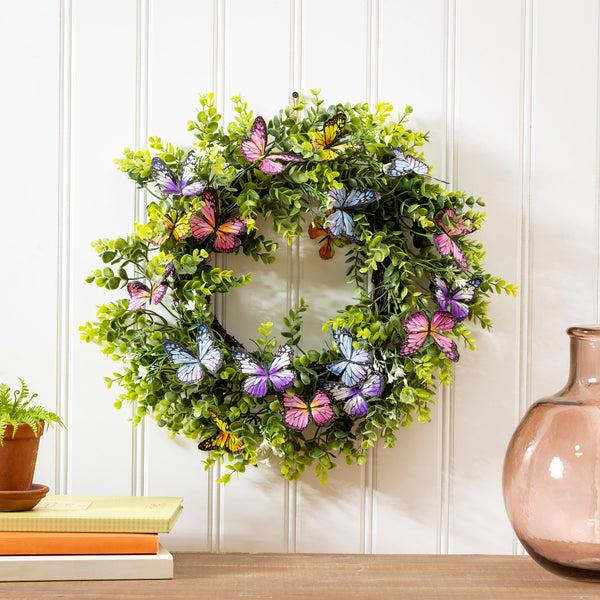 plow & hearth Pollinator Garden Wreath Butterfly 20"