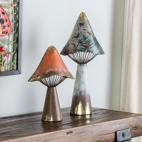 Plow & Hearth Printed Metal Mushroom Garden Statue