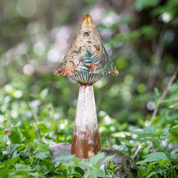 plow & hearth Printed Metal Mushroom Garden Statue