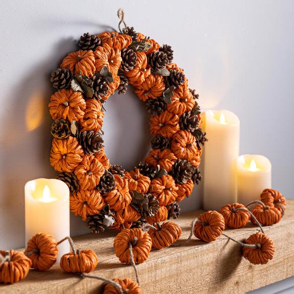 Plow & Hearth Pumpkin & Pinecone Wreath
