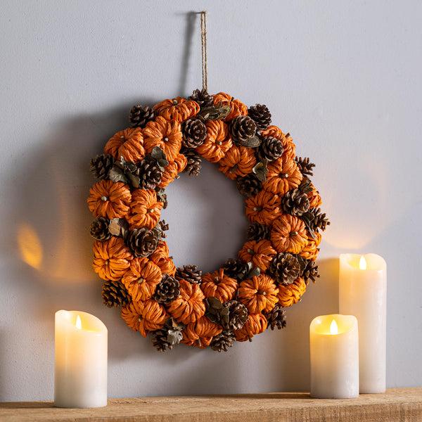 plow & hearth Pumpkin & Pinecone Wreath