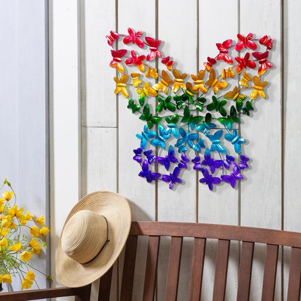 plow & hearth Rainbow Metal Butterfly Wall Décor