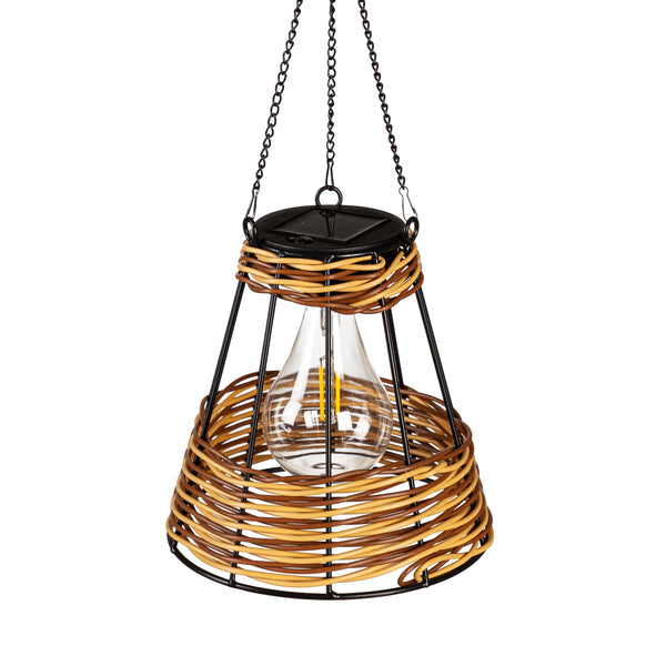 Plow & Hearth Rattan Hanging Solar Lanterns Set Of 4