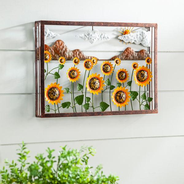 plow & hearth Reclaimed Metal Sunflower Wall Art