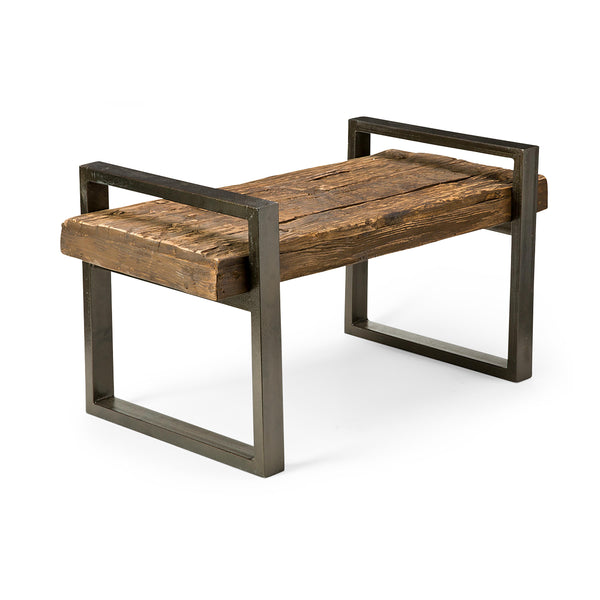 Plow & Hearth Reclaimed Wood And Iron Outdoor Bench