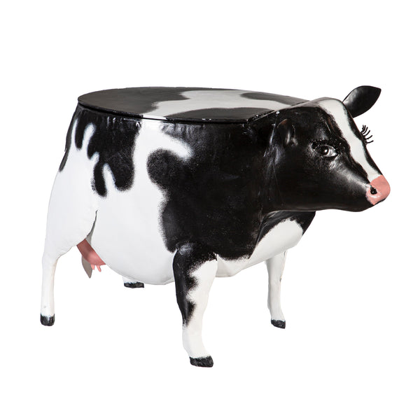 Plow & Hearth Recycled Metal Cow Table With Storage