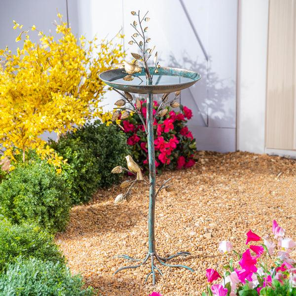 plow & hearth Recycled Metal Sapling Birdbath