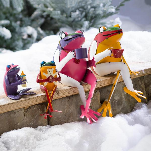 Plow & Hearth Recycled Metal Tea Frog Garden Art
