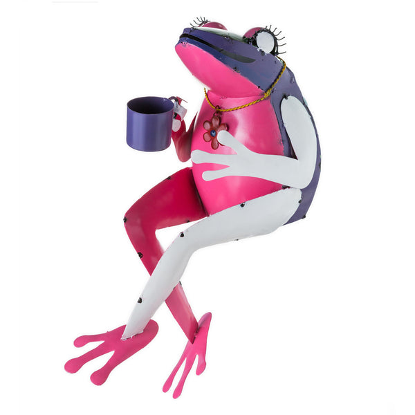 Plow & Hearth Recycled Metal Tea Frog Garden Art