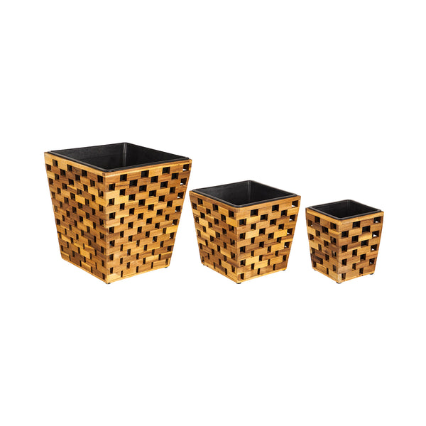 Plow & Hearth Recycled Wood Planters Set Of 3