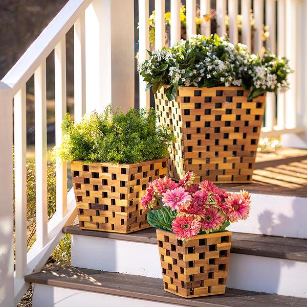 plow & hearth Recycled Wood Planters Set of 3