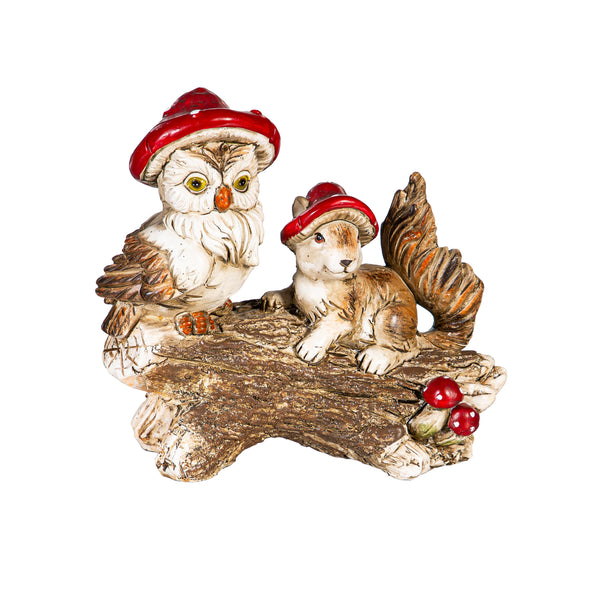 Plow & Hearth Resin Mushroom Animals Statue 5"H