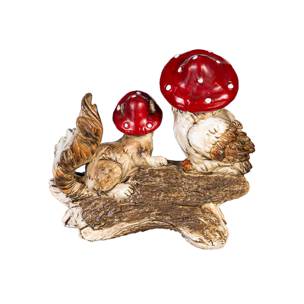 Plow & Hearth Resin Mushroom Animals Statue 5"H