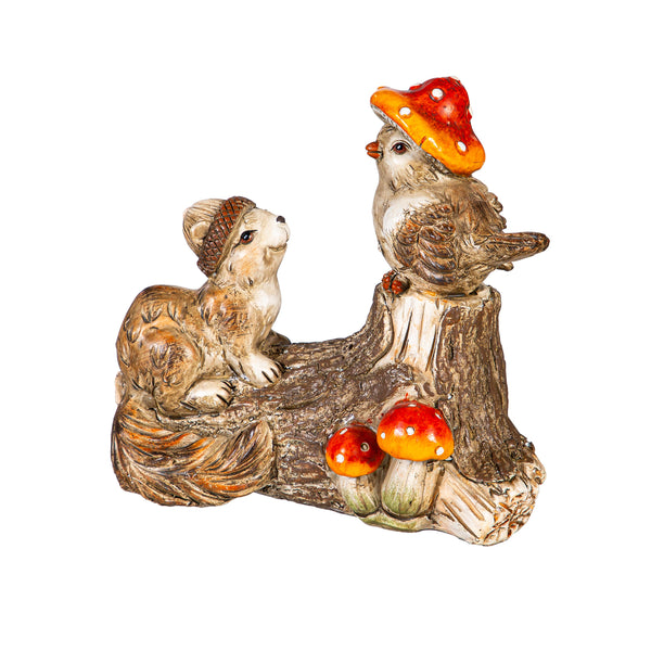 Plow & Hearth Resin Mushroom Animals Statue 5"H