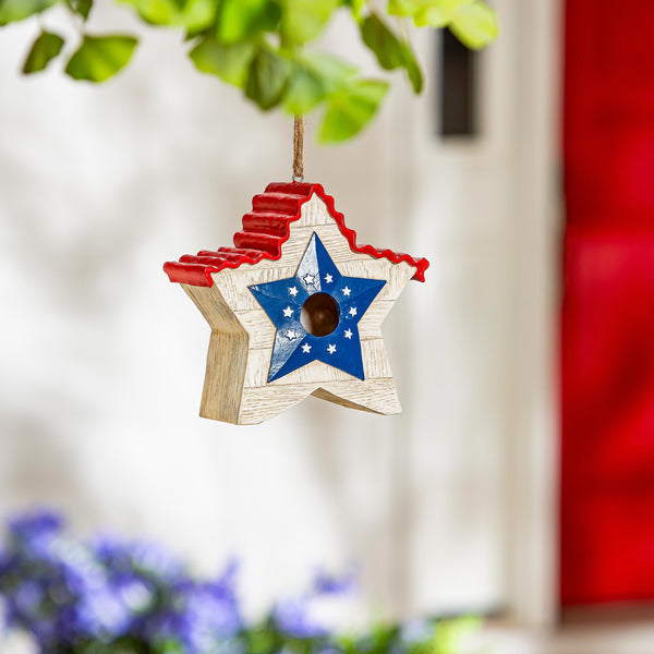plow & hearth Resin Patriotic Star Shaped Bird House