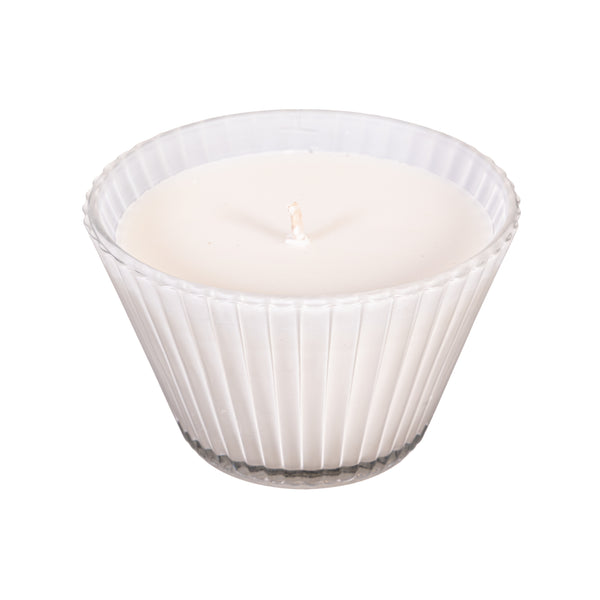 Plow & Hearth Ribbed Cupcake Glass Bright White