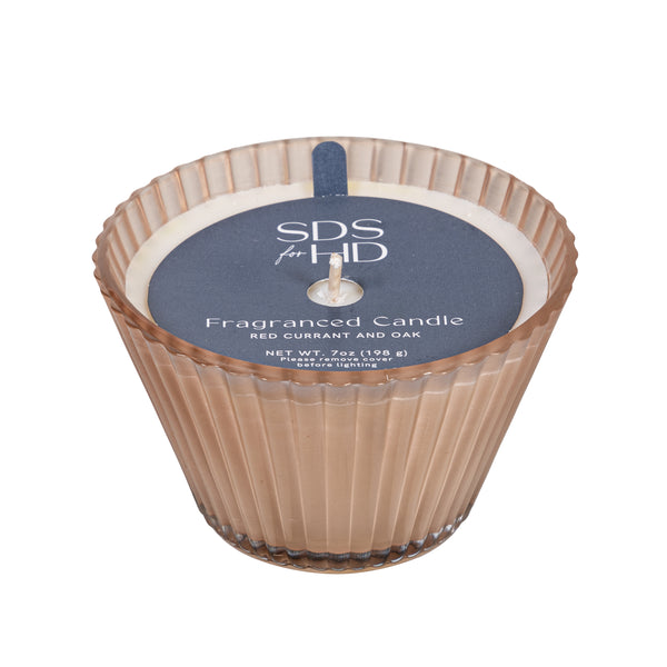 Plow & Hearth Ribbed Cupcake Glass Candle Rose Smoke