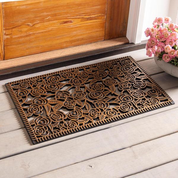 plow & hearth Rubber Rose Doormat