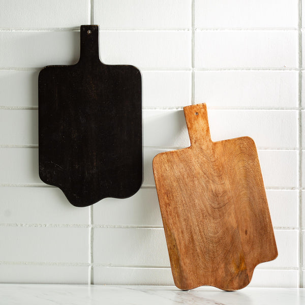 Plow & Hearth Rustic Mango Wood Serving Board Black