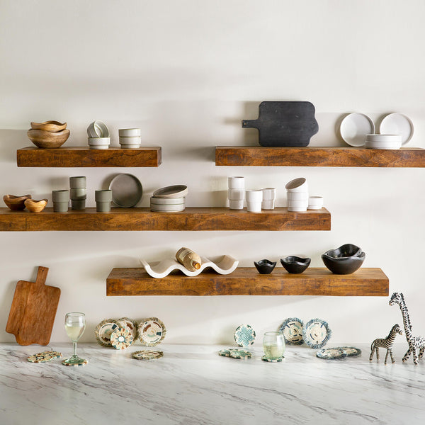 Plow & Hearth Rustic Mango Wood Serving Board Black