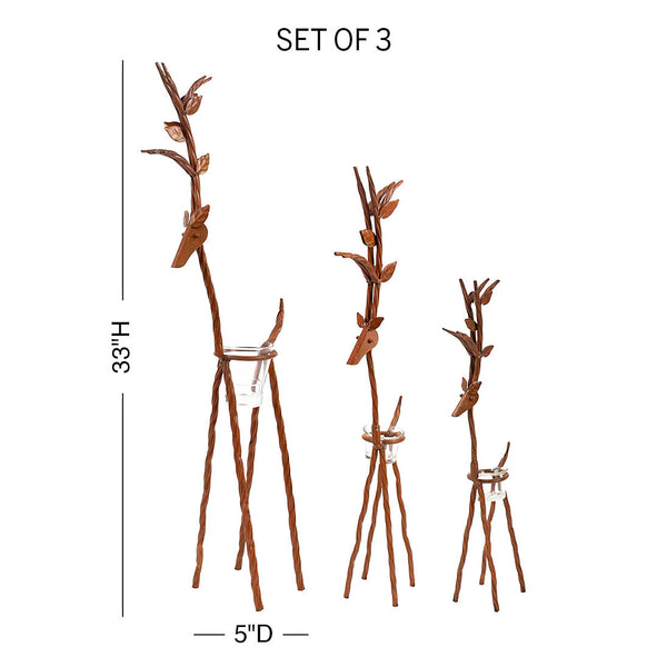 Plow & Hearth Rustic Reindeer Set Of 3